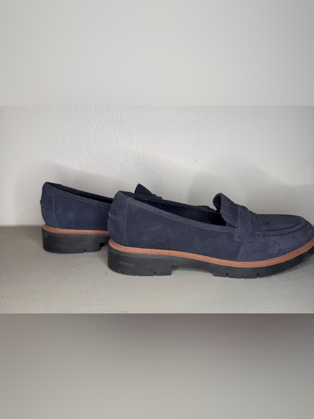 Cloudsteppers by Clarks Navy Suede  Loafers with Contrast Welt